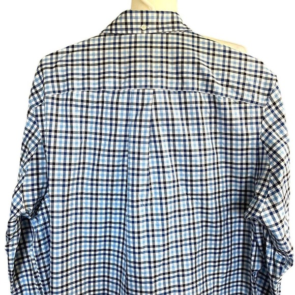 Duluth Trading Blue Plaid Button Down Trim Fit Shirt Cotton Mens L EUC - Picture 4 of 7